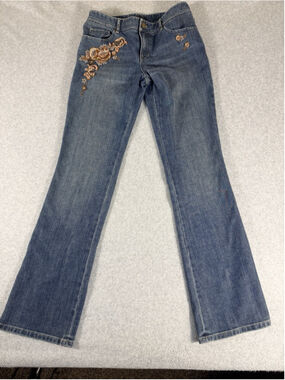 Elie Tahari Jeans Womens 6 Bootcut Embroidered Floral Stretch Denim